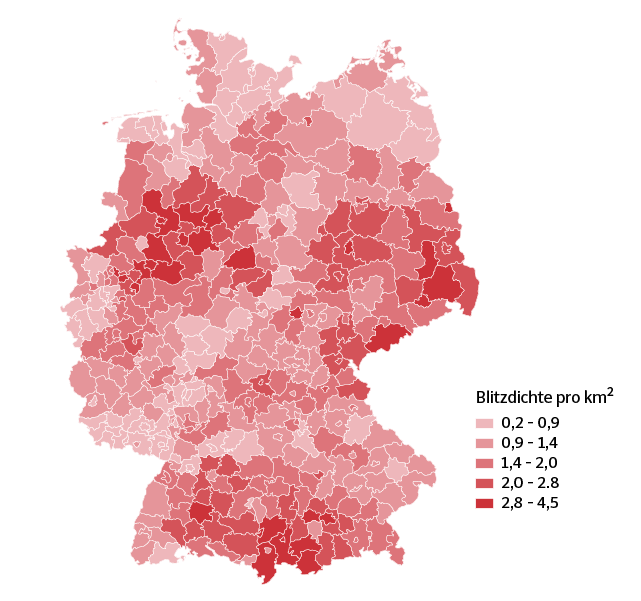 karte blitzeinschläge deutschland Gewitter: In diesen Regionen gibt es die meisten Blitze   Wissen 